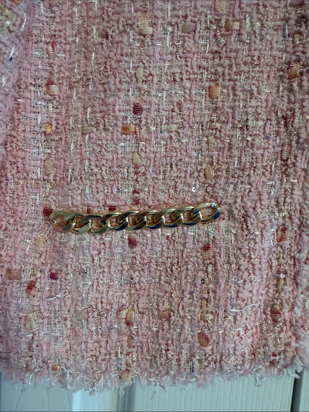 Generation Love Pink Tweed Blazer Size Small | Gold Chain Details - Picture 3 of 8